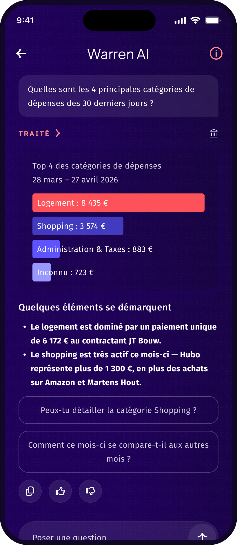 App Warren : écran companion