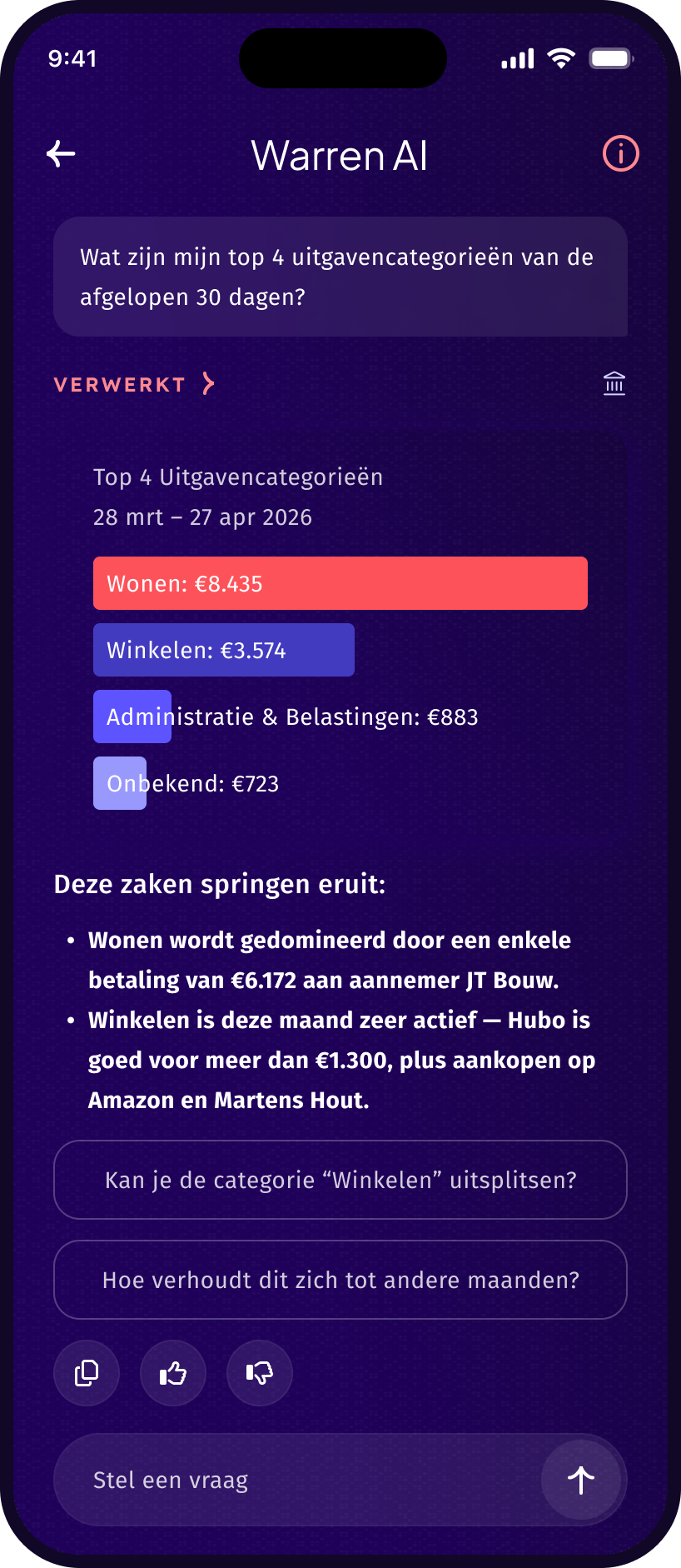 Warren-app: companion-scherm