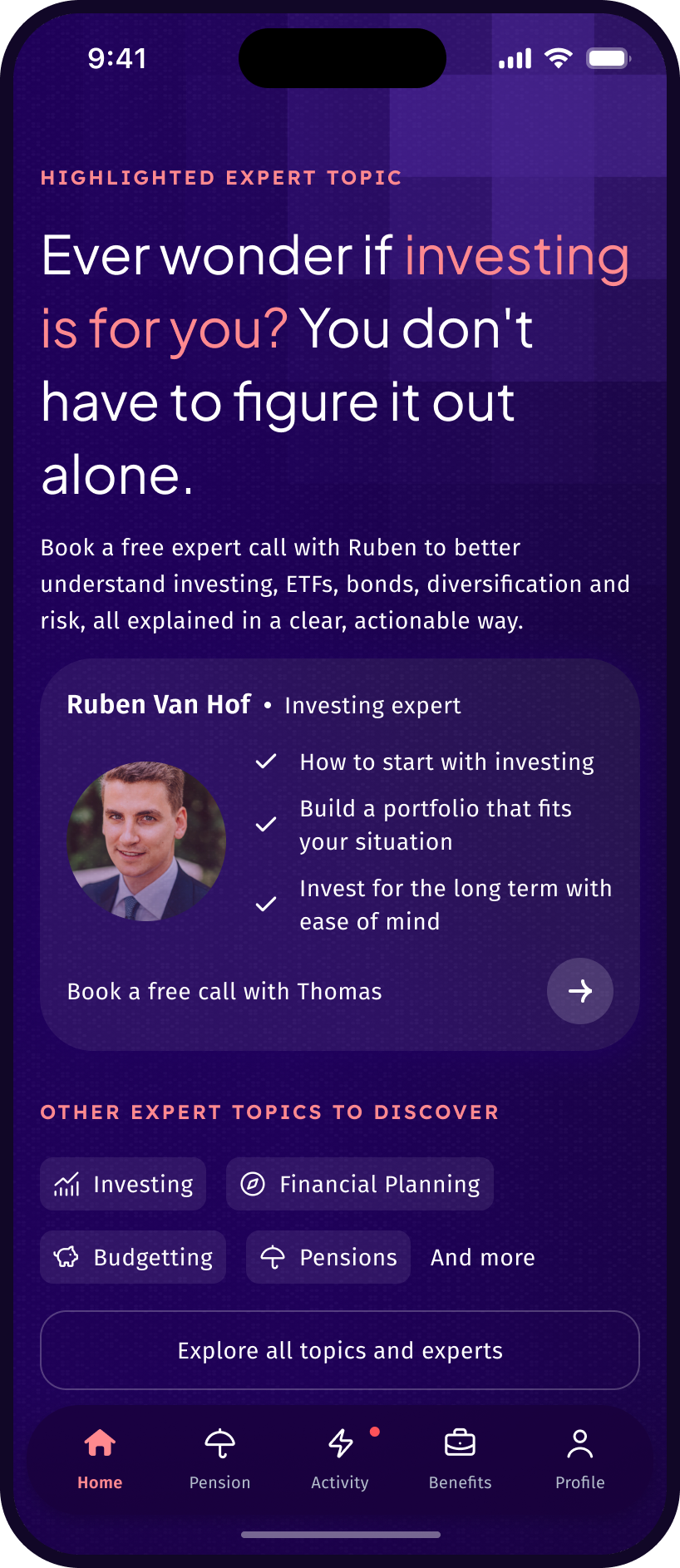 Warren app: experts directory screen